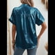 thumbnail image 4 of Tops de Verano para Mujer, de Corta, con Cuello en V, para Hacer Ejercicio, Blusas Bonitas, Elegantes, Informales, A , Camisetas Lisas. Azul Oscuro XL, 4 of 9
