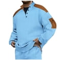 thumbnail image 3 of VBTAPA Oversized Knit Sweatshirt for Men Soft Cotton Knitted Long Sleeve Henley Sweatshirts Big and Tall Casual Stylish Sweaters Sky Blue L, 3 of 8