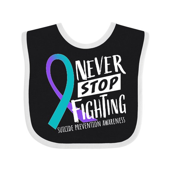 Inktastic Never Stop Fighting Suicide Prevention Awareness Ribbon Boys or Girls Baby Bib