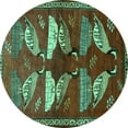 thumbnail image 1 of Ahgly Company Machine Washable Indoor Round Persian Turquoise Blue Traditional Area Rugs, 3' Round, 1 of 4