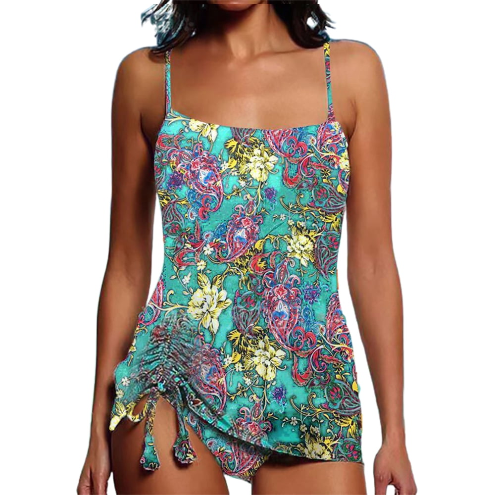 Powerdelux Women's Tankini Swimsuits Modest Broken Flowers Bathing ...