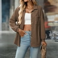 thumbnail image 6 of Stichou Womens Boyfriend Shirts Casual Long Sleeve Button Down Oversized Waffle Knit Shacket Jacket Coffee 2XL, 6 of 6