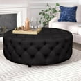 thumbnail image 2 of American Home Classic Jasper 17" Round Traditional Velvet Ottoman in Black, 2 of 4