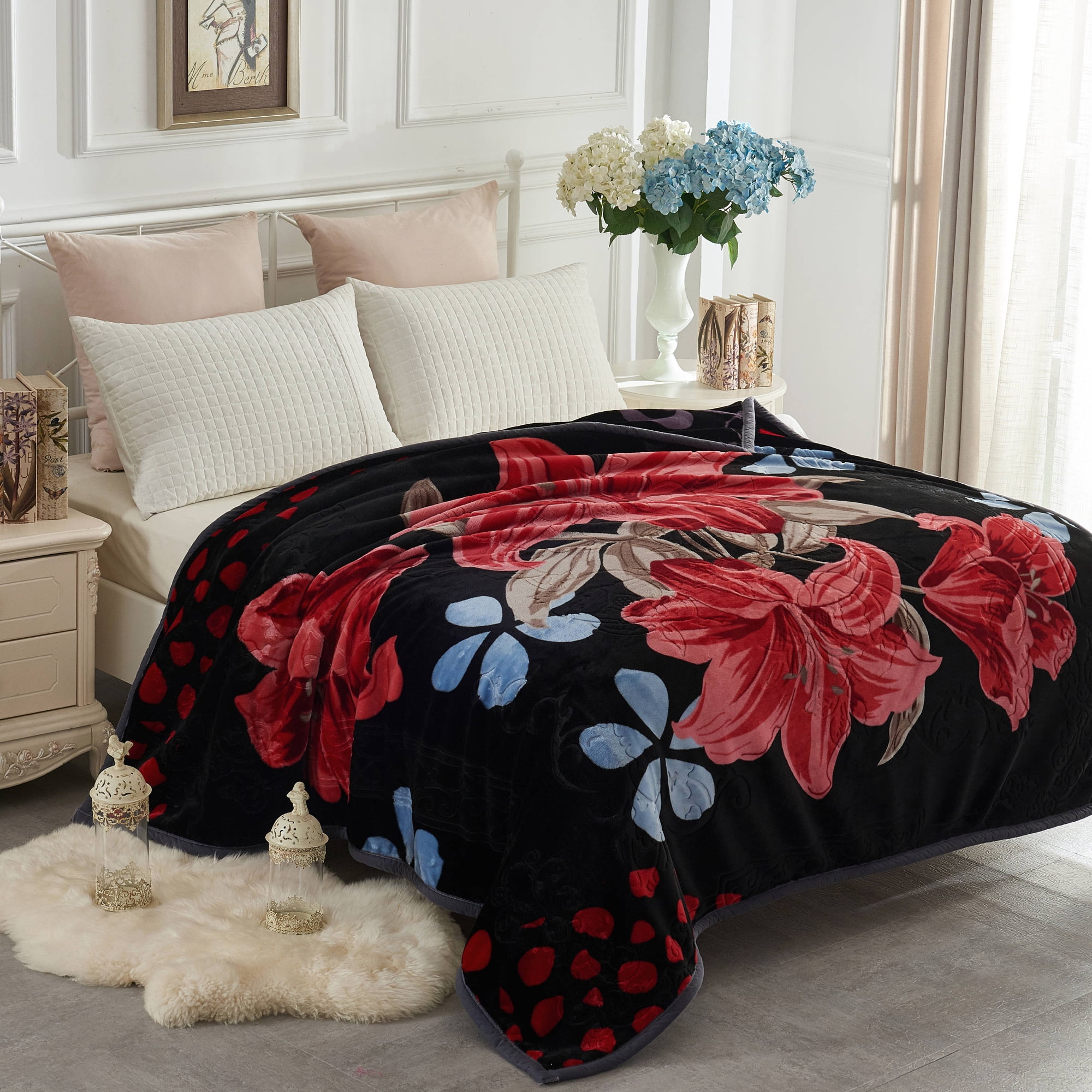 Reversible Heavy Blanket 2 Pattern Design Super Soft Warm For Winter Gift King 
