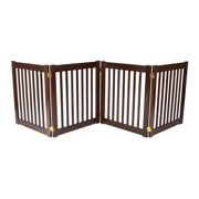 27" Highlander - 4 Panel Free Standing Wood Pet Gate - Mahogany