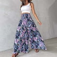 thumbnail image 4 of Wangmeiwg Women's Vintage Floral High Waist Wide Leg Pants Casual Loose Fit Trousers Women Cargo Pants, 4 of 5