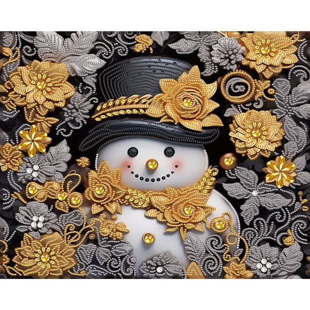 5D DIY Taladro parcial con forma especial Muñeco nieve-Decoración dorada 40x50cm