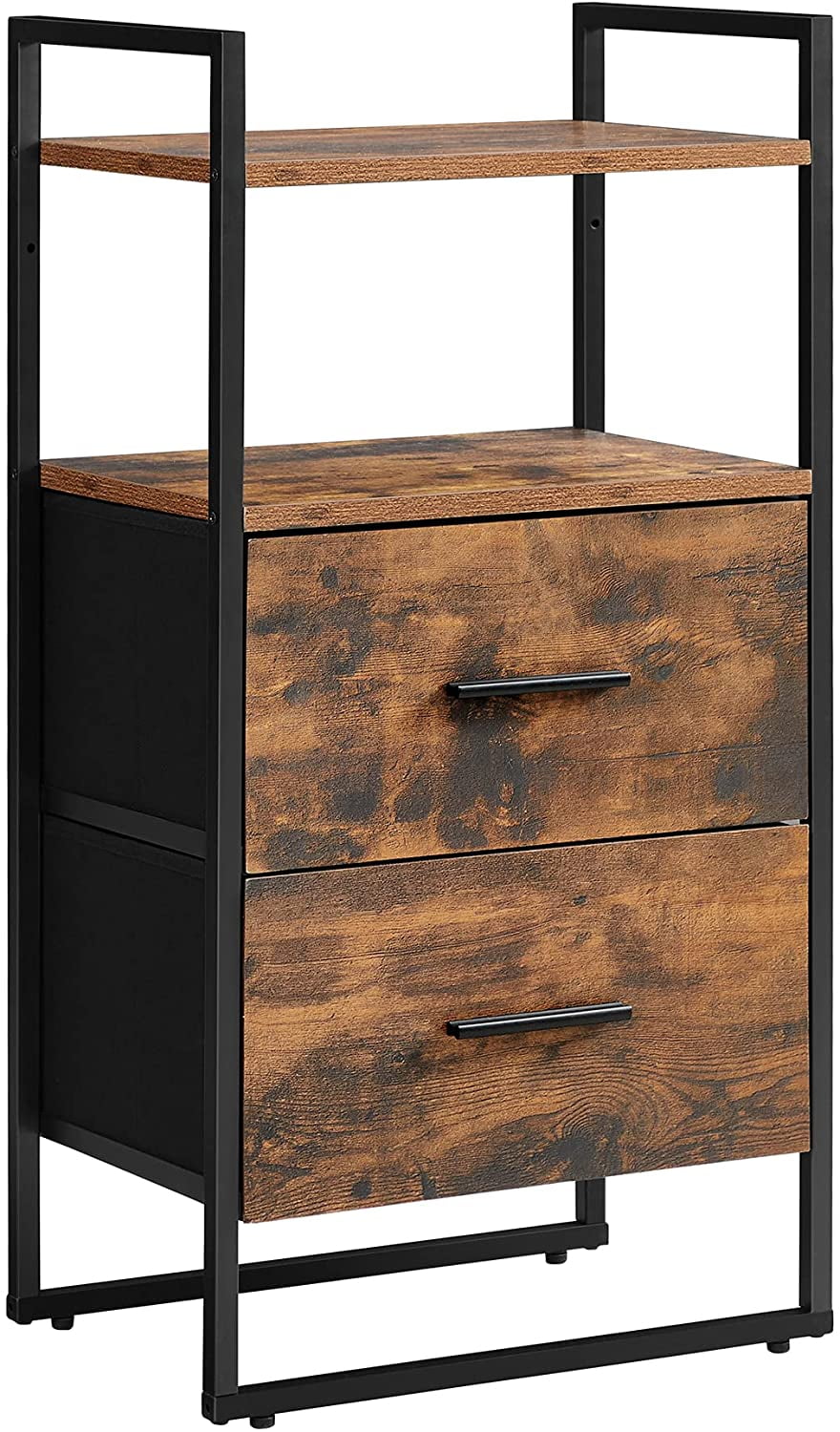 SONGMICS Nightstand, Side Table, Dresser Tower with 2 Fabric Drawers