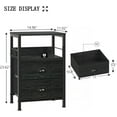 thumbnail image 3 of Nightstands Set 2, Night Stand with 2 Fabric Drawers, Bedside Tables with Open Shelf, Wooden Top, Hooks, Backboard Design, Metal Frame, End Tables for Bedroom/Living Room/Study/Black Oak, 3 of 9