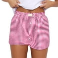thumbnail image 2 of Red Shorts for Women's Shorts Cute Soft Elastic Low Waist Plaid Print Button Front Pajama Bottoms Boxer Shorts Sleepwear, 2 of 6