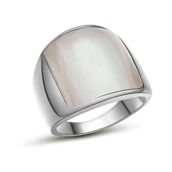 Yoursfs Chunky Thumb Rings for Women Mom Mother White Gold Plated Large Wide Finger Rings Jewelry (Size 6)