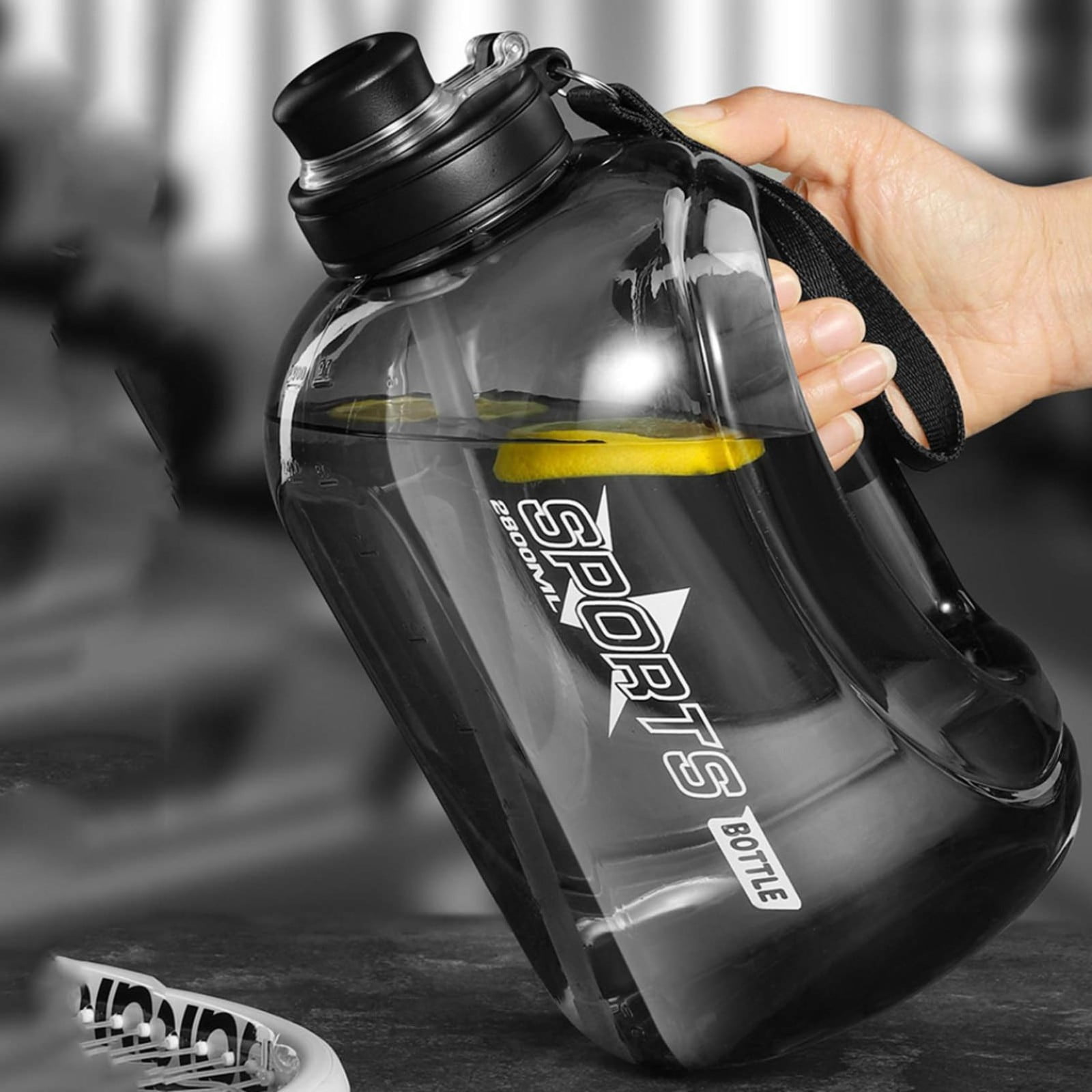 64oz Water Bottle with Time Marker & Straw - BPA Free Gallon Jug with Chug Lid & Handle - Motivational Large Sports Bottle for Gym, Workouts & Daily Hydration
