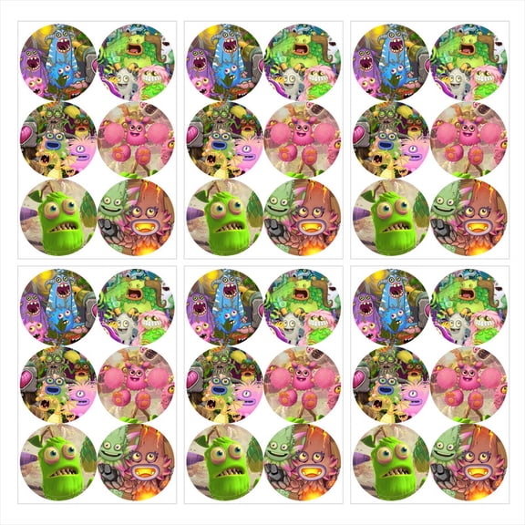 My Singing Monsters Stickers Party Favors Labels Birthday Thank You Themed Round Circle Baby Shower 60pcs
