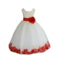 thumbnail image 2 of Ekidsbridal Wedding Pageant Rose Petals Ivory Tulle Flower Girl Dress Junior Bridesmaid Summer Easter Communion 302T 14, 2 of 3