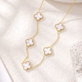 thumbnail image 2 of 14K Gold Plated Clover Necklace for Women - Flower Four Leaf Clover Bracelet - Mother of Pearl Gemstone Lucky Flower Design - Adjustable, 2 of 5