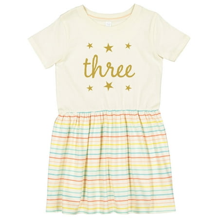 

Inktastic 3rd Birthday Gold 3 Year Old Girls Toddler Dress