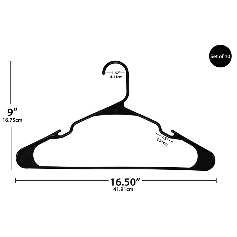 Mainstay 10-Pack Black Plastic Hangers