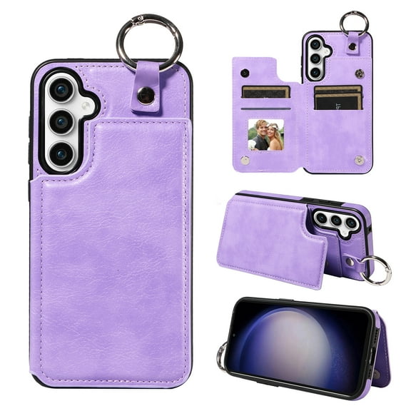 Allytech Galaxy S23 FE 5G Phone Case, Wallet Cover with Cards Holder Ring Holder Stand, Kickstand Shockproof Flip RFID Blocking Wallet Case for Samsung Galaxy S23 FE - Purple