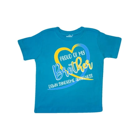 

Inktastic Proud of my Brother Down Syndrome Awareness Heart Ribbon Gift Toddler Boy or Toddler Girl T-Shirt