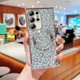 thumbnail image 4 of for Samsung Galaxy S23 Ultra Case Compatible with MagSafe Cute Leopard Glitter Magnetic Phone Case Luxury Plating Clear Camera Lens Cover Shockproof Soft Bumper S23 Ultra Women Case (Silver), 4 of 11