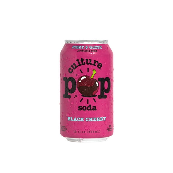Culture Pop Soda Black Cherry, Probiotic Soda, 12 fl oz, 12 Pack