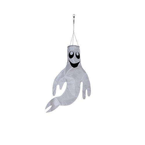 SAVITA 2pcs Halloween Ghost Windsock Scary Halloween Hanging Ghost Pendant Windsocks Flags Outdoor Hanging Decoration Party Supply with Swivel Clip for Home Yard Patio Lawn Garden