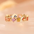thumbnail image 3 of Gold Plated Geometric Ring Colorful Crystal Inlays Rainbow Jewelry For Women Durable Elegant Accessory Classic, 3 of 7