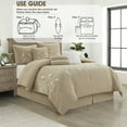 thumbnail image 6 of Lanco 7 Piece Taupe Comforter Set, King Size Chain Stiching Embroidery Bedding, All Season Floral Leaves Bedding Set, Bed Skirt, Pillows & Shams, 6 of 7