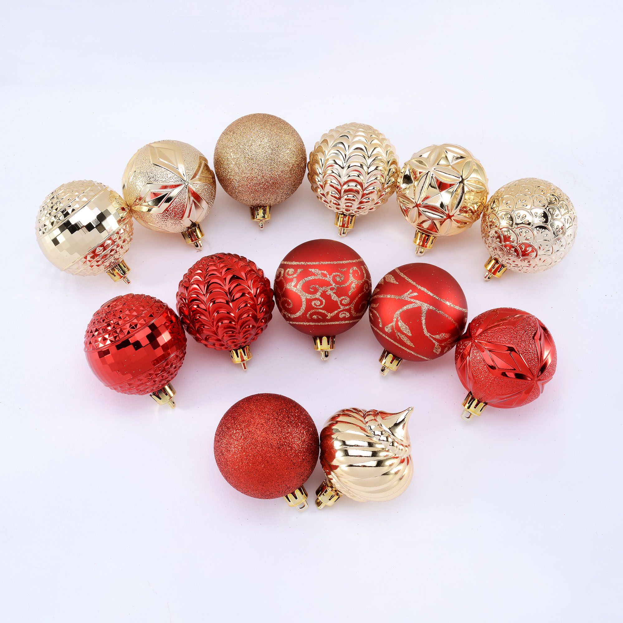 Holiday Time 60 mm Christmas Shatterproof Ornaments, Brilliant Red & Metallic Gold, 40-Count