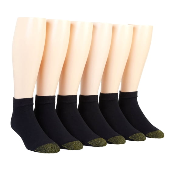 Men's Gold Toe 2247P Cushioned Sport Low Cut Socks - 6 Pack (Black O/S)