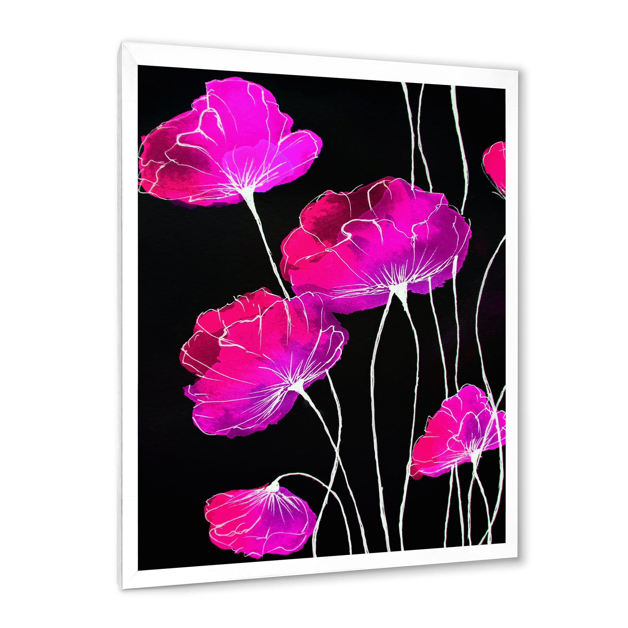 Designart 'Abstract Red Flower Detail On Black Background I' Traditional Framed Art Print