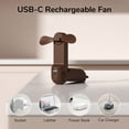 thumbnail image 3 of JISULIFE Portable Mini Fan, Rechargeable Handheld Fan, 19Hrs Runtime with Flashlight & Power Bank, 3 IN 1 Foldable Pocket Fan for Travel, Office, Gift for Women -Brown, 3 of 9