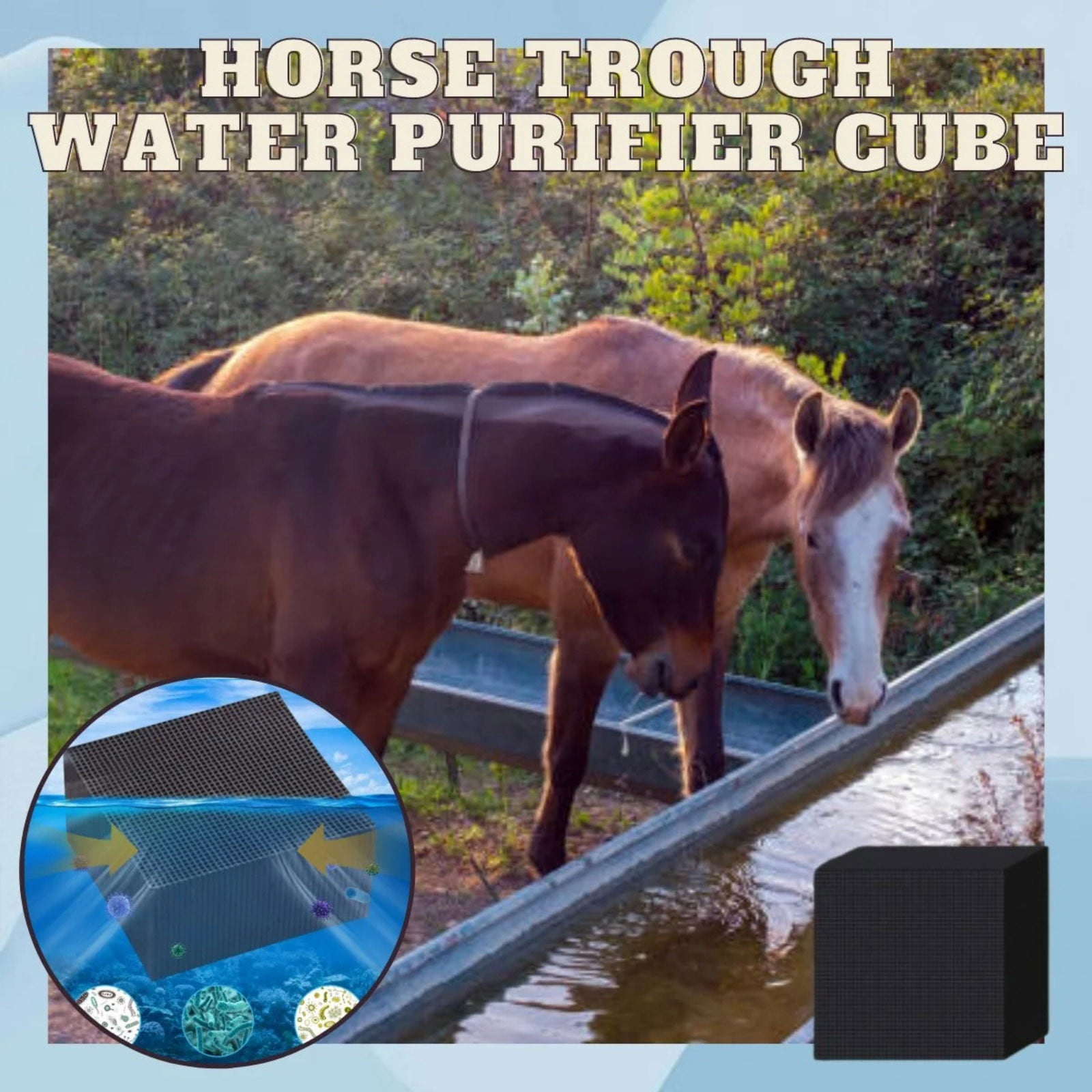 4 PACK Eco-Aquarium Water Trough Purifier Cube -4×4" Horse Water Trough / Fish Tank Water Purifier Cube, Activated Carbon Livestock Water Purifier Cube for Aquarium, Ponds - Ultra Strong Water Filter