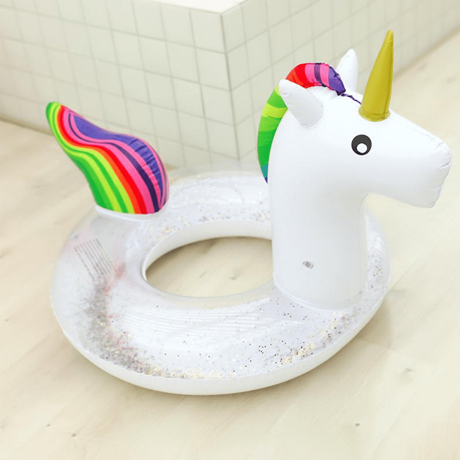 Inflatable Unicorn Pool Float Ride with Fast Valves Large Rideable Blow-up Summer Beach Swimming Pool Toys Kids Adults (48 inch)