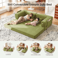 thumbnail image 4 of 79" Convertible Sofa Bed ,CARZZI LIFE Compressed Floor Boneless Couch Modular Corduroy Sleeper Sofa, Folding Mattress Couch for Small Spaces - No Assembly Needed in Little Green with Storge, 4 of 10