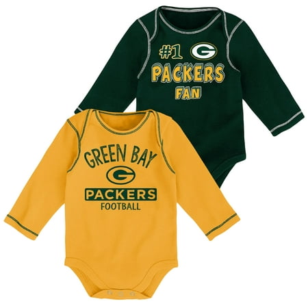 Newborn & Infant Green/Gold Green Bay Packers 2-Pack Long Sleeve Bodysuits