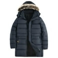 thumbnail image 3 of Lenago Winter Quilted Jackets For Men Warm Parka Jacket With Faux Fur Fleece Lining Thermal Winter Fashion Outerwear Solid Color Men'S Overcoat Quilted Thicken Puffer Jacket, 3 of 6
