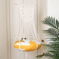 thumbnail image 3 of Gato Hamaca Ahorro de espacio Macramé Cama hecha Bohemia Tejido Columpio Gloria Hamaca para gatos, 3 of 8