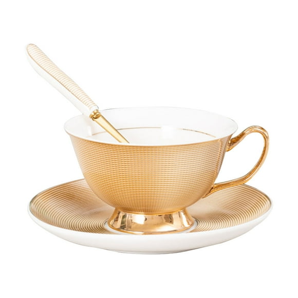 Moments Of Luxury: Golden Stripe Bone China Cups, Exquisite Design, Perfect For Daily Coffee And Latte Rituals