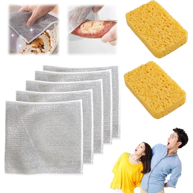 Fregador Doble de Acero Inoxidable XINYU 2024 Paño Multiusos Antiarañazos 5 Unidades