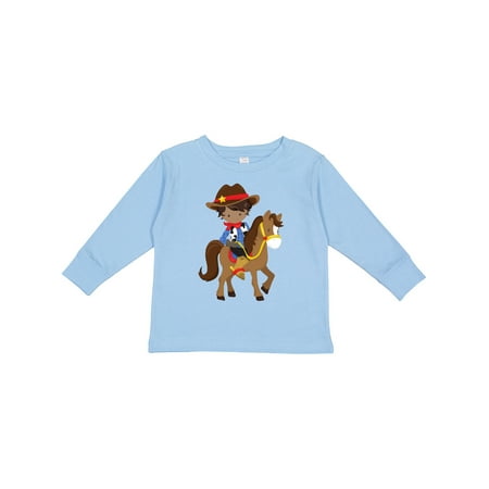 

Inktastic African American Boy Cowboy Sheriff Horse Gift Toddler Boy Girl Long Sleeve T-Shirt