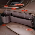 thumbnail image 2 of Bolsa de piel para coche, 2024, universal para asiento de coche, organizr de relleno ajustable con soporte para vasos para anteojos, teléfonos, llaves, tarjetas (negro, asiento de pasajero), 2 of 3