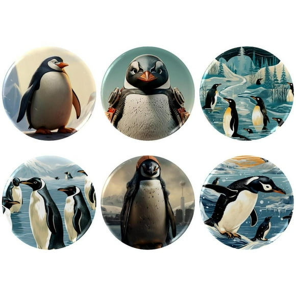 Penguin Badges with Pins for Backpacks Parties Ties Hats Corporate Events Personalized Custom Photo Text Logo Button
