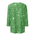 thumbnail image 4 of Mardi Gras Clothes for Women Trendy 3/4 Sleeve Crewneck Sparkly Sequin Shirts Carnival Tops Loose Shiny Glitter Party Night Tunic, 4 of 5