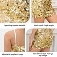 thumbnail image 6 of JASGOOD Women's Sparkly Sequin Dress Spaghetti Straps Party Dress Mini Bodycon Dresses Gold, 6 of 9