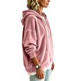 thumbnail image 6 of Velvet Sweatshirt for Women Long Sleeve Hooded Drawstring Pullover Tops Fall Winter Casual Oversized Hoodie (M, Pink), 6 of 8