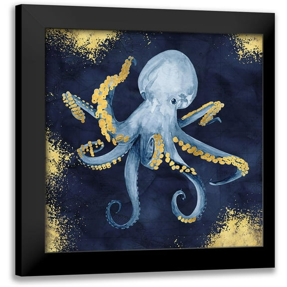 Reed, Tara 12x12 Black Modern Framed Museum Art Print Titled - Deep Blue Sea VI Navy Gold