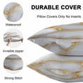 thumbnail image 4 of Waterproof Throw Pillow Covers Set of 2, 20x12 Inch White Gray Marble Decorative Pillowcases Outdoor Pillow Slip Cushion Covers Set for Couch Tent Modern Abstract Golden Texture Art, 4 of 7