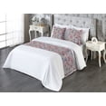 thumbnail image 3 of Bohemian Blooms Bed Runner Set, Romantic Aura Pattern of Floral Boho with Neutral Leaves Print, Decorative Bedding Scarf & 2 Pillow Shams for Hotels Homes, Queen, Pale Pink Lavender Blue, by Ambesonne, 3 of 3