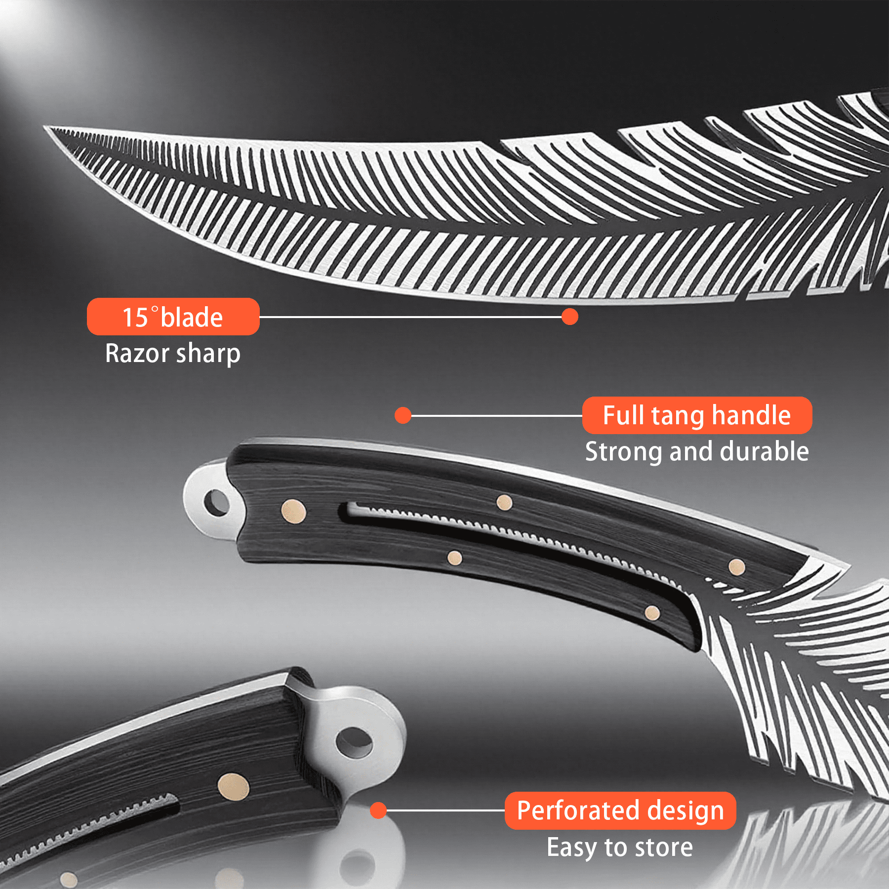 Japan Feather Knife Hand Forged Viking Knife High Carbon Steel Butcher Knife Boning knife for Meat Cutting Japanese Chef Knives Cooking Knife with Sheath for Kitchen Camping Gift for Dad or mom